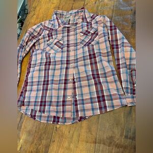 Vintage Wrangler Multicolor Western Plaid‎ Shirt